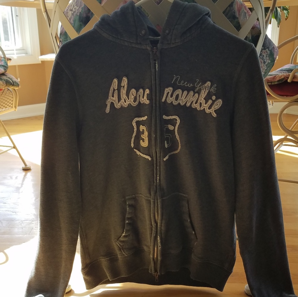 Abercrombie & Fitch Grey Zip Up Hoodie - X-Large